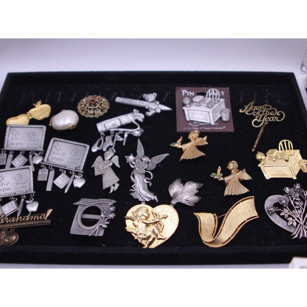 Vintage JJ Jonette Pewter & Gold Tone Figural Brooch Lot - 21 Pcs